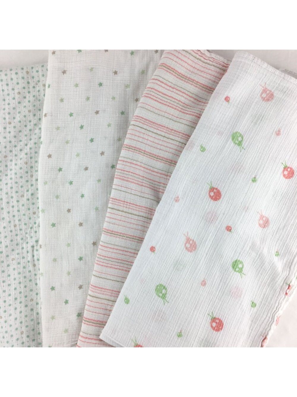 Aden by Aden + Anais Lot of 4 Cotton Muslin Baby Girl Swaddle Blankets